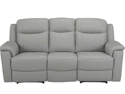 Vente-unique Relaxbanken Met Manuele Relaxfunctie-Driezits Relaxbank Evasion Van Leer - Licht Grijs