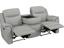 Vente-unique Relaxbanken Met Manuele Relaxfunctie-Driezits Relaxbank Evasion Van Leer - Licht Grijs