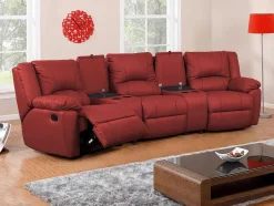 Vente-unique Relaxbanken Met Manuele Relaxfunctie-Driezits Relaxbank Van Leer Aroma - Rood