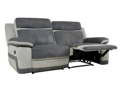 Vente-unique Relaxbanken Met Manuele Relaxfunctie-Driezits Relaxbank Van Microvezel Talca - Antraciet En Licht Grijs