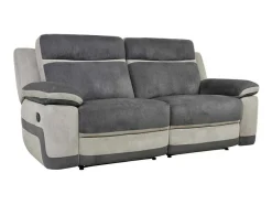 Vente-unique Relaxbanken Met Manuele Relaxfunctie-Driezits Relaxbank Van Microvezel Talca - Antraciet En Licht Grijs