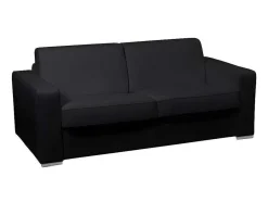 LINEA SOFA Slaapbank Met Matras-Driezits Slaapbank 100% Buffelleer Delectea Ii - Zwart