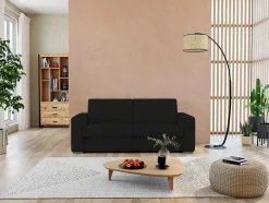 LINEA SOFA Slaapbank Met Matras-Driezits Slaapbank 100% Buffelleer Delectea Ii - Zwart