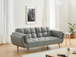 Vente-unique Scandinavisch-Driezits Slaapbank Van Stof Loeline - Gechineerd Grijs