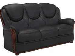 Vente-unique Leren Zitbank-Driezitsbank 100% Buffelleer Adelaide - Zwart
