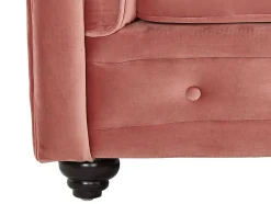 Vente-unique Zitbank-Driezitsbank Chesterfield - Fluweel - Pastel Roze