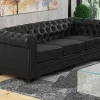 Vente-unique Kunstleren Zitbank-Driezitsbank Chesterfield Van Kunstleer - Zwart