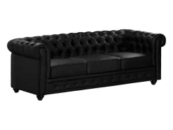 Vente-unique Kunstleren Zitbank-Driezitsbank Chesterfield Van Kunstleer - Zwart