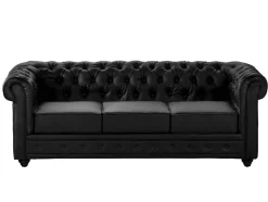 Vente-unique Kunstleren Zitbank-Driezitsbank Chesterfield Van Kunstleer - Zwart