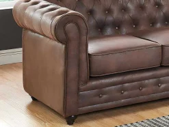 Vente-unique Zitbank-Driezitsbank Chesterfield Van Microvezel Met Vintage Look