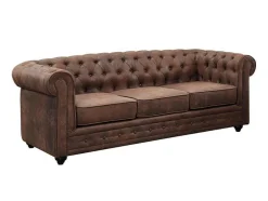 Vente-unique Zitbank-Driezitsbank Chesterfield Van Microvezel Met Vintage Look