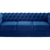 Vente-unique Driezitsbank-Driezitsbank Chesterfield - Fluweel - Koningsblauw