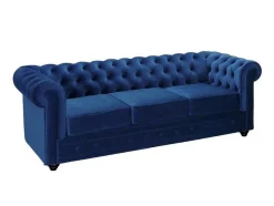 Vente-unique Driezitsbank-Driezitsbank Chesterfield - Fluweel - Koningsblauw
