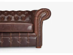 Vente-unique Leren Zitbank-Driezitsbank Chesterfield Clotaire Van 100% Leer Met Lived-In Aspect
