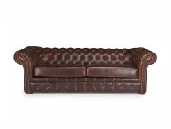 Vente-unique Leren Zitbank-Driezitsbank Chesterfield Clotaire Van 100% Leer Met Lived-In Aspect