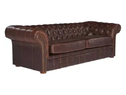 Vente-unique Leren Zitbank-Driezitsbank Chesterfield Clotaire Van 100% Leer Met Lived-In Aspect