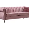 Vente-unique Chesterfield Zitbank-Driezitsbank Chesterfield In Oudroze Fluweel Trumbo