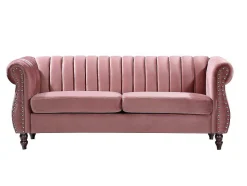 Vente-unique Chesterfield Zitbank-Driezitsbank Chesterfield In Oudroze Fluweel Trumbo