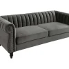 Vente-unique Chesterfield Zitbank-Driezitsbank Chesterfield Van Fluweel Trumbo - Antraciet