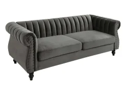 Vente-unique Chesterfield Zitbank-Driezitsbank Chesterfield Van Fluweel Trumbo - Antraciet