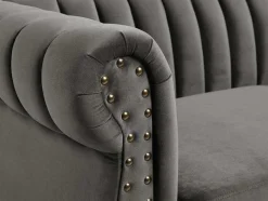 Vente-unique Chesterfield Zitbank-Driezitsbank Chesterfield Van Fluweel Trumbo - Antraciet