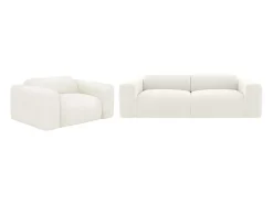 Maison Céphy Set Zitbank + Fauteuil-Driezitsbank En Fauteuil Van Witte Bouclestof Pogni Van Maison Cephy
