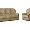 Vente-unique Set Zitbank + Fauteuil-Driezitsbank En Fauteuil Daphne Van 100% Buffel Leer - Beige