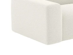 Vente-unique Set Zitbank + Fauteuil-Driezitsbank En Poef Van Witte Bouclestof Pogni Van Maison Cephy