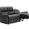 Vente-unique Set Zitbank + Fauteuil-Driezitsbank En Relaxfauteuil Canby - Kunstleer - Zwart