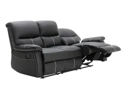 Vente-unique Set Zitbank + Fauteuil-Driezitsbank En Relaxfauteuil Canby - Kunstleer - Zwart