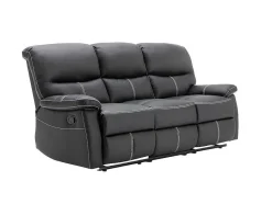 Vente-unique Set Zitbank + Fauteuil-Driezitsbank En Relaxfauteuil Canby - Kunstleer - Zwart