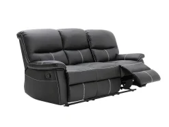 Vente-unique Set Zitbank + Fauteuil-Driezitsbank En Relaxfauteuil Canby - Kunstleer - Zwart