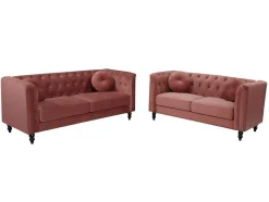 Vente-unique Bankstel 3+2-Driezitsbank En Tweezitsbank Van Fluweel Turner - Oudroze