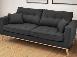 Vente-unique Scandinavisch-Driezitsbank In Antraciet Stof Kenza