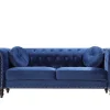Vente-unique Chesterfield Zitbank-Driezitsbank In Koningsblauw Fluweel Turner