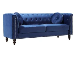 Vente-unique Chesterfield Zitbank-Driezitsbank In Koningsblauw Fluweel Turner