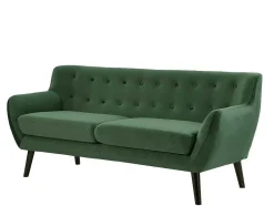 Vente-unique Fluweel / Suede-Driezitsbank In Sparrengroen Fluweel Serti