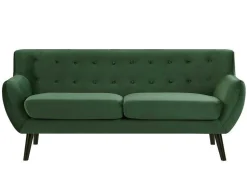 Vente-unique Fluweel / Suede-Driezitsbank In Sparrengroen Fluweel Serti