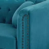 Vente-unique Chesterfield Zitbank-Driezitsbank Van Blauwgroen Velours Turner