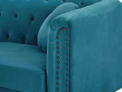 Vente-unique Chesterfield Zitbank-Driezitsbank Van Blauwgroen Velours Turner