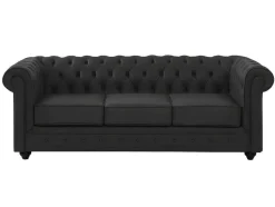 Vente-unique Chesterfield Zitbank-Driezitsbank Van Buffelleer Chesterfield - Zwart