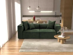Vente-unique Designer Zitbank-Driezitsbank Van Donkergroene Stof Acace