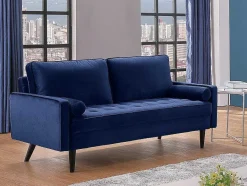 Vente-unique Driezitsbank-Driezitsbank Van Fluweel Fleuet - Donkerblauw