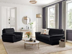 LINEA SOFA 2En 3-Zitsbank-Driezitsbank Van Leer Thibault - Zwart