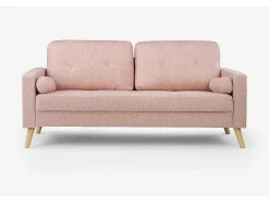 Vente-unique Scandinavisch-Driezitsbank Van Stof Met Woleffect Tatum - Roze