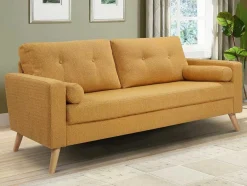 Vente-unique Scandinavisch-Driezitsbank Van Stof Met Woleffect Tatum - Geel