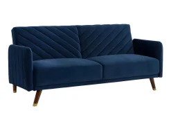 Vente-unique Klik-Klak En Bz Slaapbank-Driezitsbedbank Van Fluweel Joris - Blauw