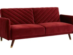 Vente-unique Klik-Klak En Bz Slaapbank-Driezitsbedbank Van Fluweel Joris - Rood