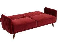 Vente-unique Klik-Klak En Bz Slaapbank-Driezitsbedbank Van Fluweel Joris - Rood