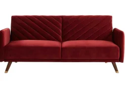 Vente-unique Klik-Klak En Bz Slaapbank-Driezitsbedbank Van Fluweel Joris - Rood